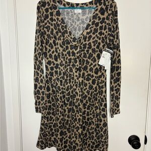 Abound Brown and Black V-Neck Long Sleeve Sundress